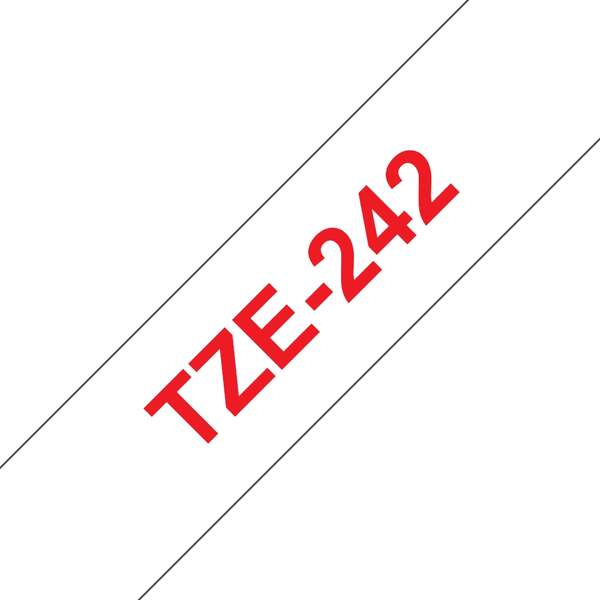 Brother TZe242 Cinta Laminada Generica de Etiquetas - Texto rojo sobre fondo bla
