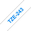 Brother TZe243 Cinta Laminada Generica de Etiquetas - Texto azul sobre fondo bla