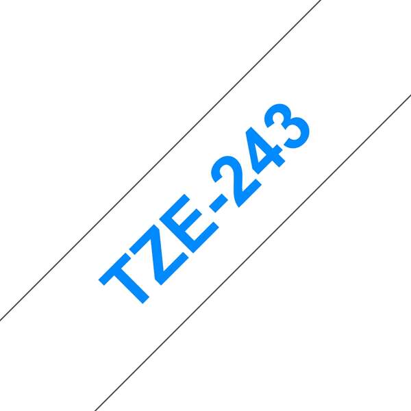 Brother TZe243 Cinta Laminada Generica de Etiquetas - Texto azul sobre fondo bla