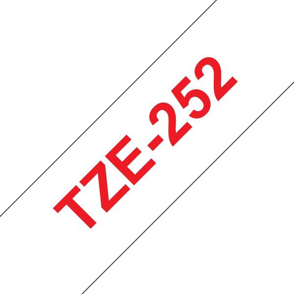 Brother TZe252 Cinta Laminada Generica de Etiquetas - Texto rojo sobre fondo bla