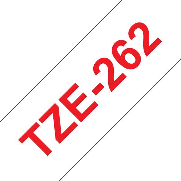 Brother TZe262 Cinta Laminada Generica de Etiquetas - Texto rojo sobre fondo bla