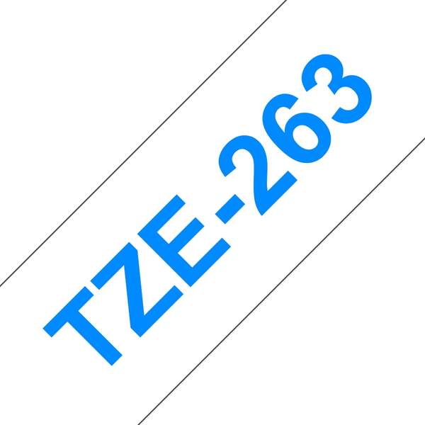 Brother TZe263 Cinta Laminada Generica de Etiquetas - Texto azul sobre fondo bla