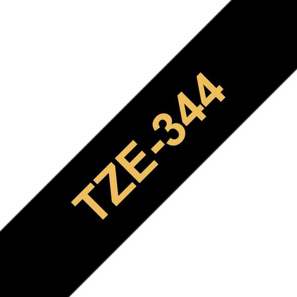 Brother TZe344 Cinta Laminada Generica de Etiquetas - Texto dorado sobre fondo n