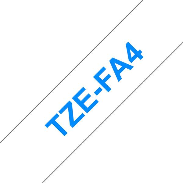 Brother TZeFA4 Cinta Textil Generica de Etiquetas - Texto azul sobre fondo blanc