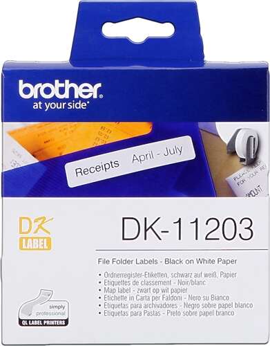 Brother DK11203 - Etiquetas Originales Precortadas para Carpetas - 17x87 mm - 30