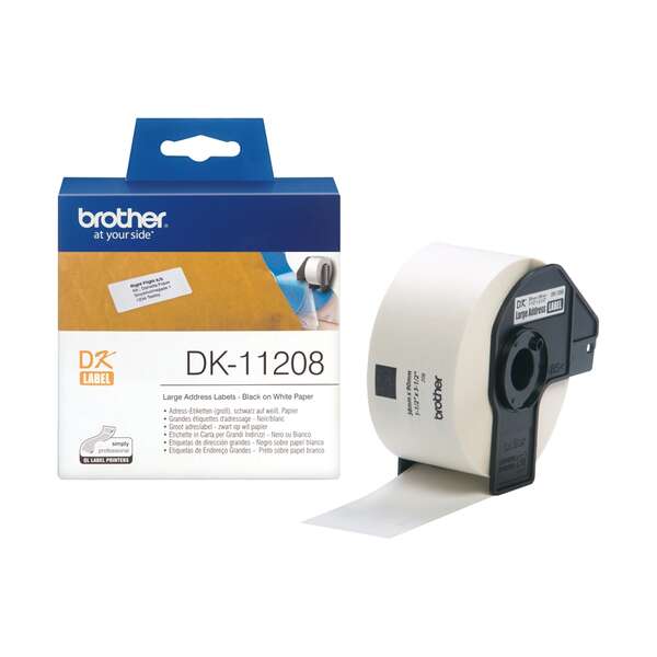 Brother DK11208 - Etiquetas Originales Precortadas de Direccion Grandes - 38x90 