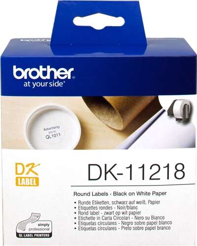 Brother DK11218 - Etiquetas Originales Precortadas Circulares - 24 mm de Diametr