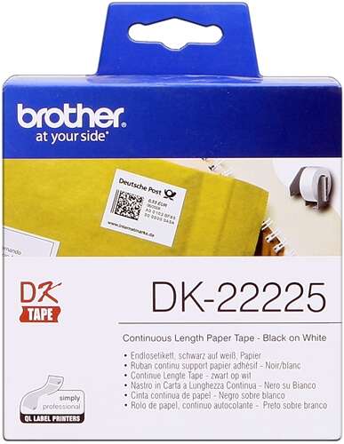 Brother DK22225 - Etiquetas Originales de Tamaño personalizado - Ancho 38mm x 30