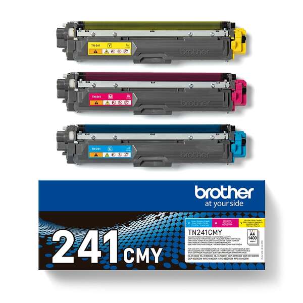 Brother TN241 Pack de 3 Cartuchos de Toner Originales - Cian, Magenta, Amarillo 