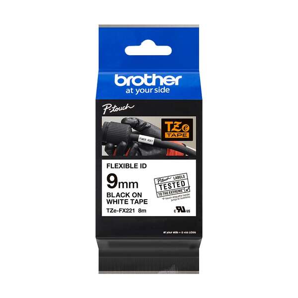 Brother TZeFX221 Cinta Laminada Flexible Original de Etiquetas - Texto negro sob