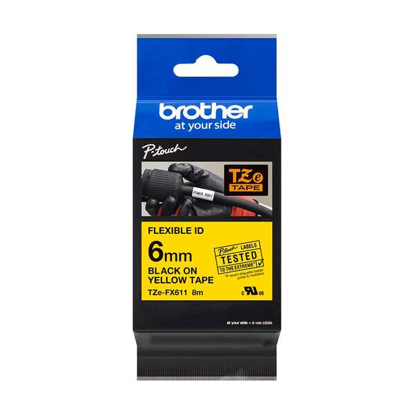 Brother TZeFX611 Cinta Laminada Flexible Original de Etiquetas - Texto negro sob