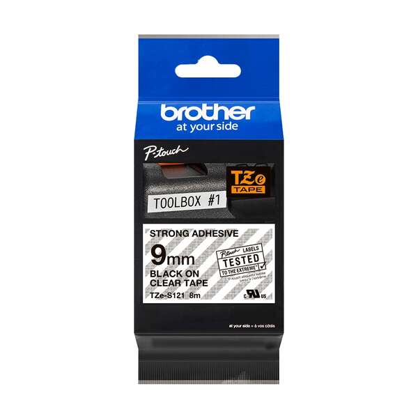 Brother TZeS121 Cinta Laminada Super Adhesiva Original de Etiquetas - Texto negr