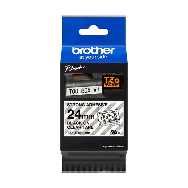 Brother TZeS151 Cinta Laminada Super Adhesiva Original de Etiquetas - Texto negr