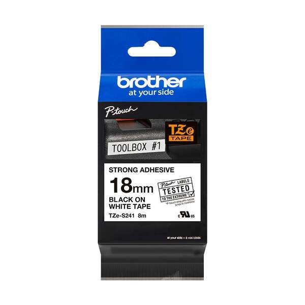 Brother TZeS241 Cinta Laminada Super Adhesiva Original de Etiquetas - Texto negr