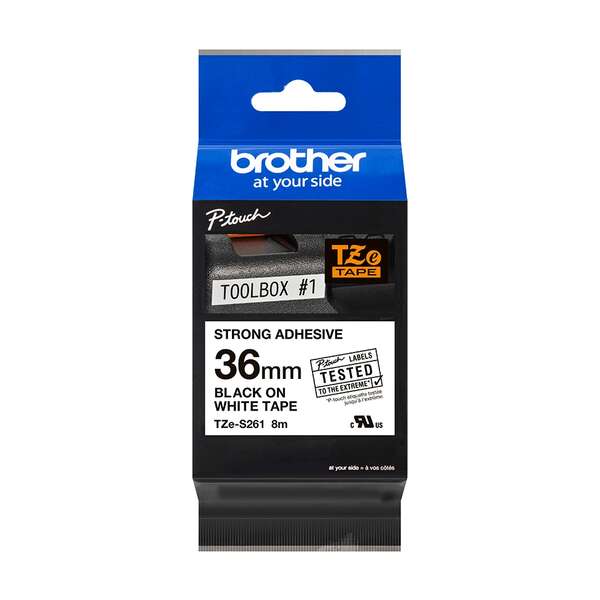 Brother TZeS261 Cinta Laminada Super Adhesiva Original de Etiquetas - Texto negr