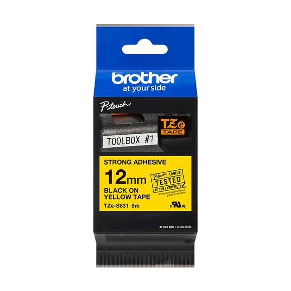 Brother TZeS631 Cinta Laminada Super Adhesiva Original de Etiquetas - Texto negr