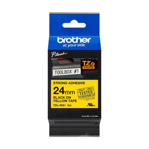 Brother TZeS651 Cinta Laminada Super Adhesiva Original de Etiquetas - Texto negr