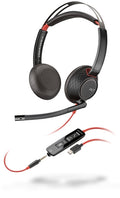 HP Poly Blackwire 5220 USB-C Auriculares con Microfono - Cancelacion de Ruido - Diadema Metalica Acolchada - Almohadillas de Piel Sintetica - Controles en Cable