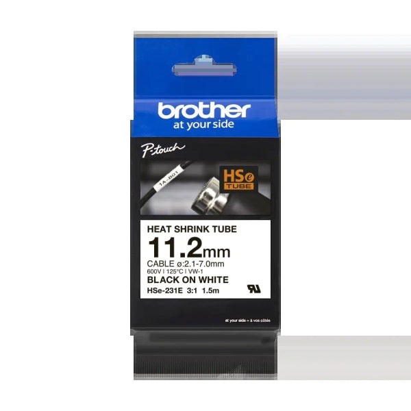 Brother HSe231E Cinta Tubo Termorretractil Original de Etiquetas para Cables - T