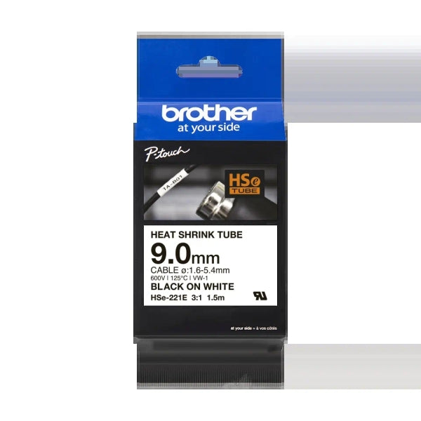 Brother HSe221E Cinta Tubo Termorretractil Original de Etiquetas para Cables - T