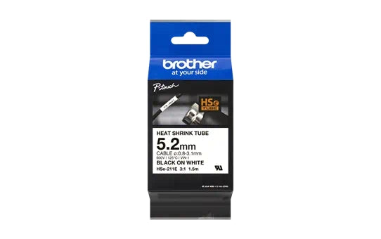 Brother HSE211E Cinta Tubo Termorretractil Original de Etiquetas para Cables - T