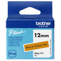 Brother Btag-T31 Cinta 12mm - Texto Negro sobre Fondo Naranja - Medidas 12mmx4 M