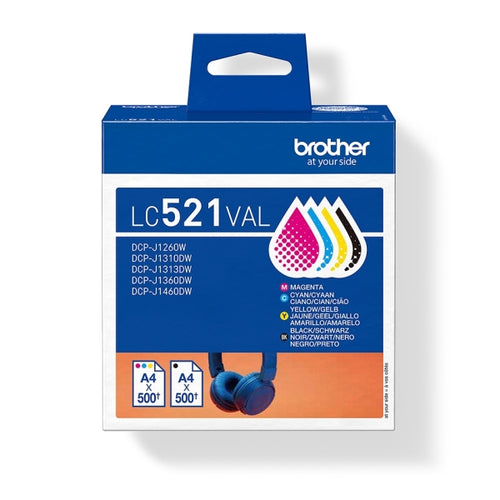 Brother LC521 Pack de 4 Cartuchos de Tinta Originales - LC521VAL