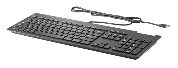 HP Business Slim Smartcard Teclado USB - Lector de Tarjetas Inteligentes Intergado - Inclinacion Ajustable - Resistente a Derrames - Color Negro
